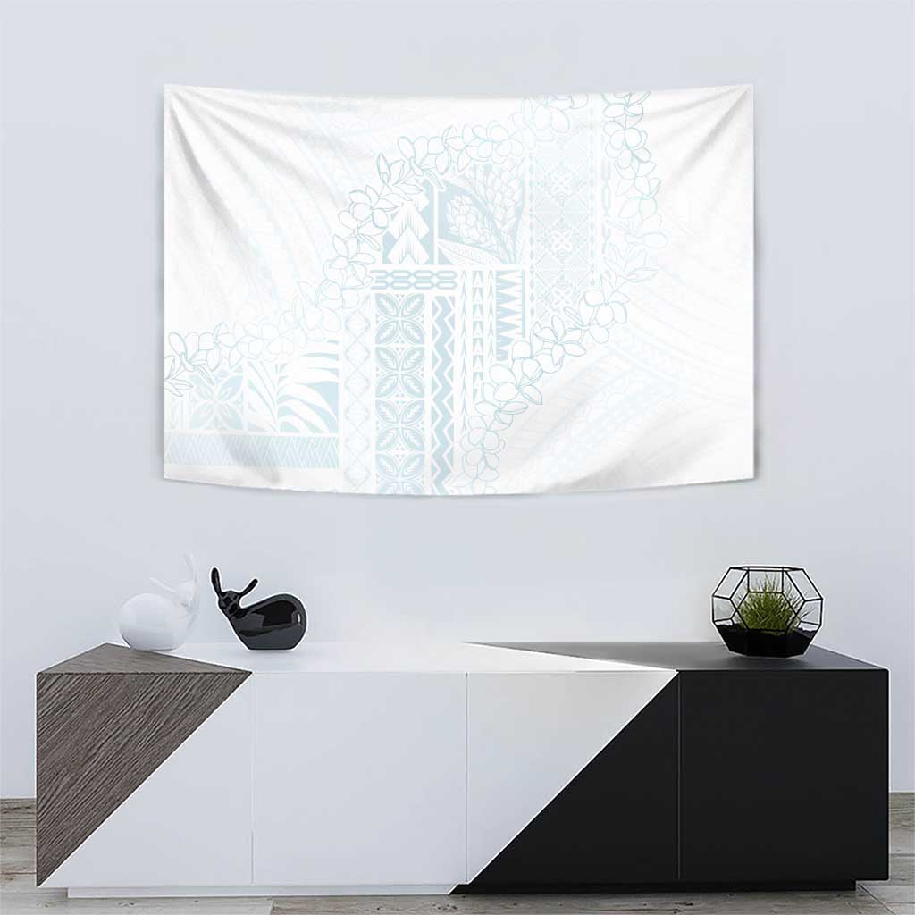 Samoa Lotu Tamaiti Mamanu Siapo Tapestry Off White Plumeria LT7 - Polynesian Pride