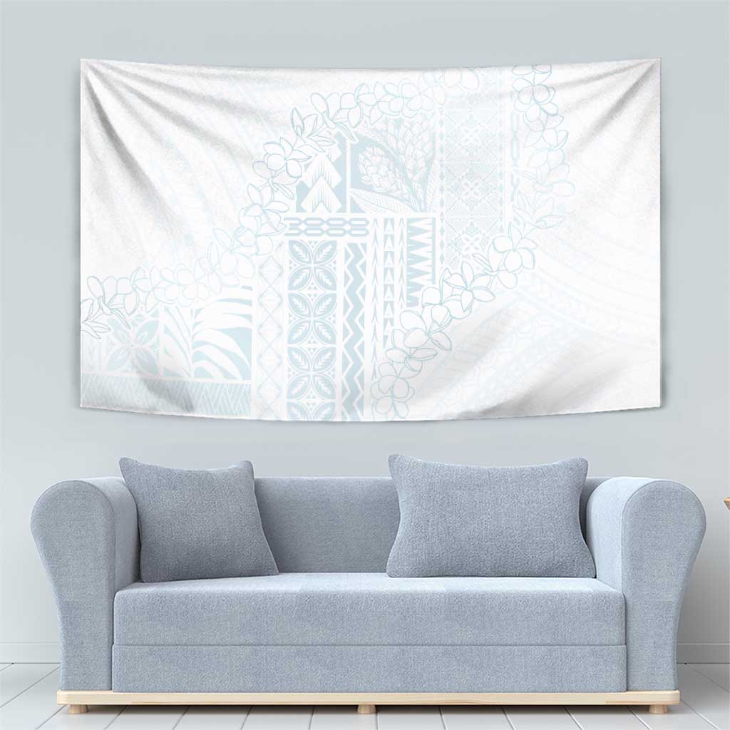 Samoa Lotu Tamaiti Mamanu Siapo Tapestry Off White Plumeria LT7 - Polynesian Pride