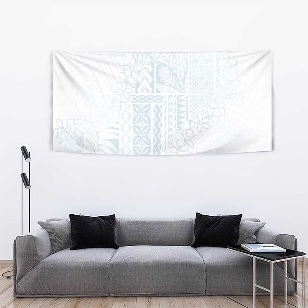 Samoa Lotu Tamaiti Mamanu Siapo Tapestry Off White Plumeria LT7 - Polynesian Pride
