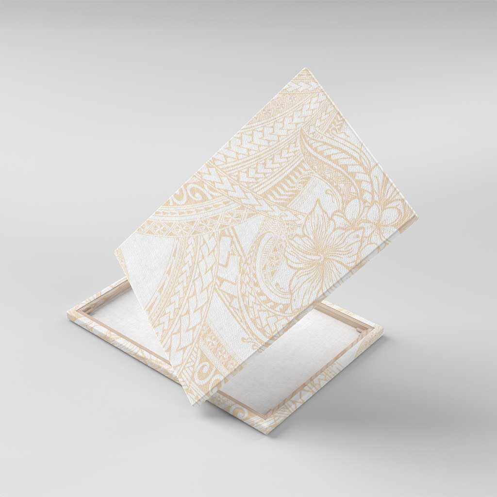 Samoa Lotu Tamaiti Ivory Canvas Wall Art Teuila Tatau LT7 With Frame Ivory - Polynesian Pride