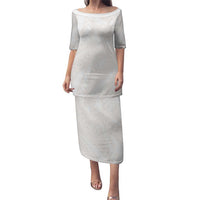 Samoa Lotu Tamaiti Ivory Puletasi Teuila Tatau LT7 Long Dress Ivory - Polynesian Pride