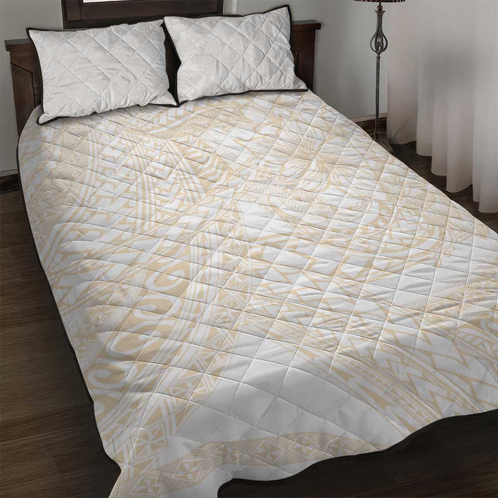 Samoa Lotu Tamaiti Ivory Quilt Bed Set Teuila Tatau LT7 Ivory - Polynesian Pride
