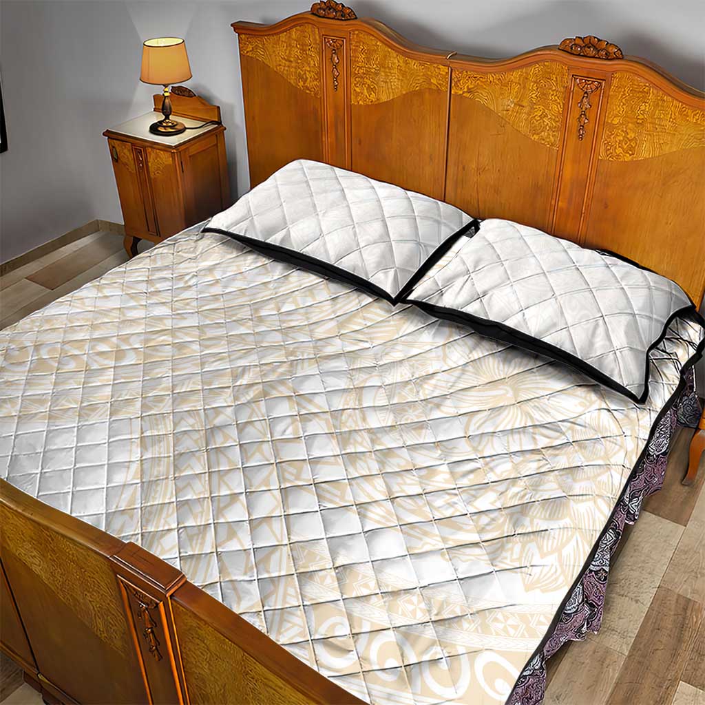 Samoa Lotu Tamaiti Ivory Quilt Bed Set Teuila Tatau LT7 - Polynesian Pride