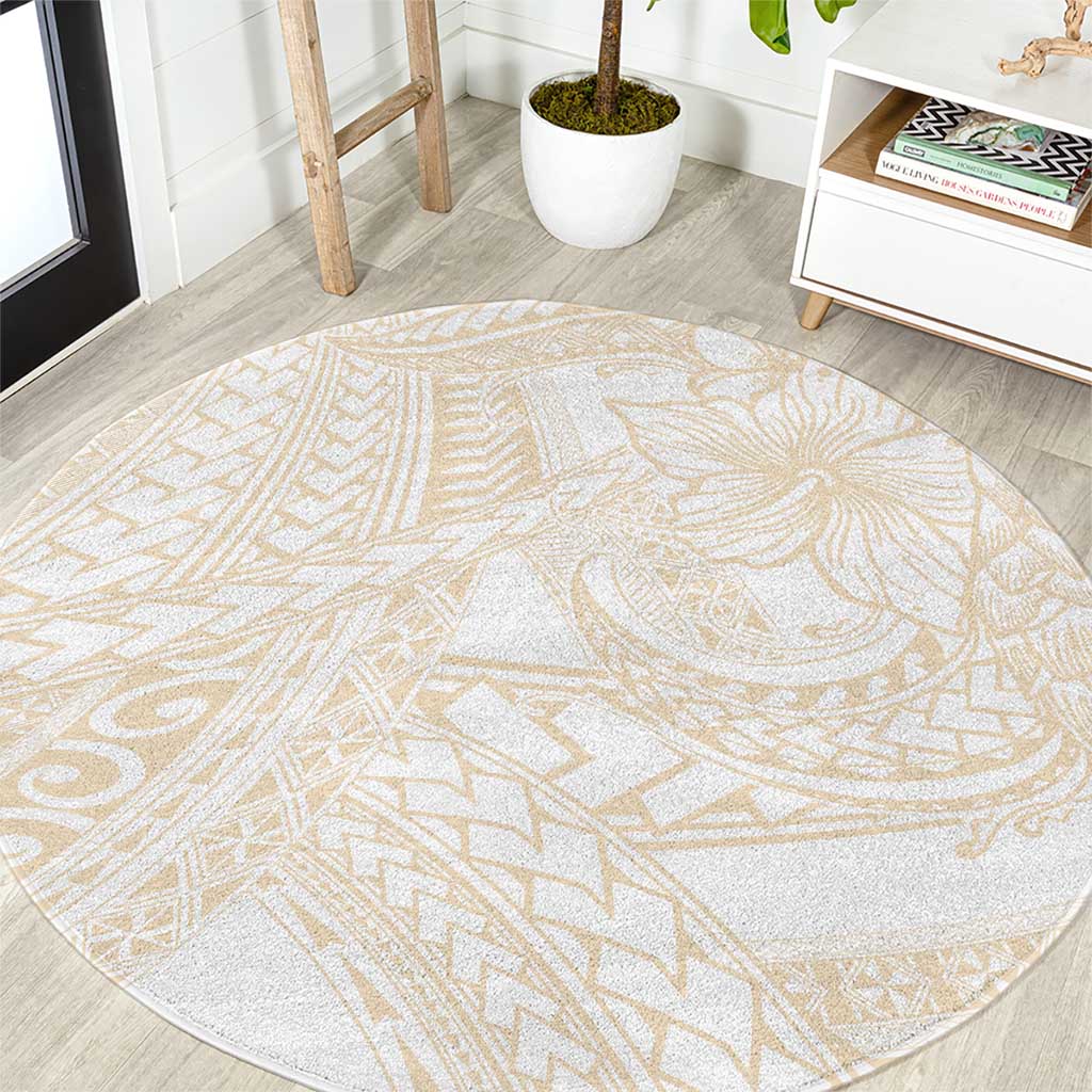 Samoa Lotu Tamaiti Ivory Round Carpet Teuila Tatau LT7 Ivory - Polynesian Pride