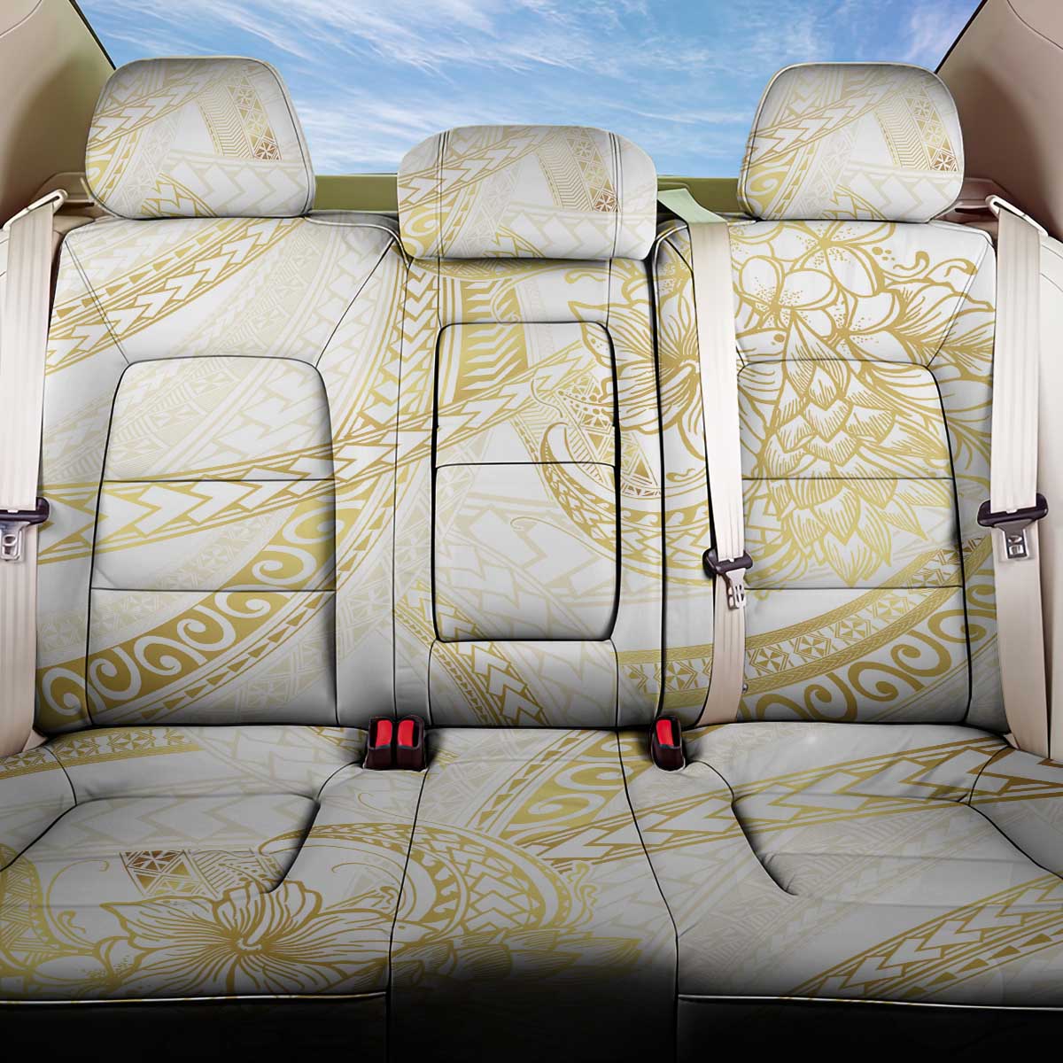 Samoa Lotu Tamaiti Gold Back Car Seat Cover Teuila Tatau LT7 One Size Gold - Polynesian Pride