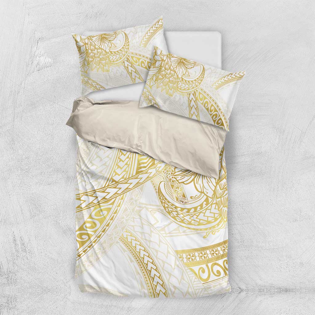 Samoa Lotu Tamaiti Gold Bedding Set Teuila Tatau LT7 US Twin 172cm x 218cm Gold - Polynesian Pride