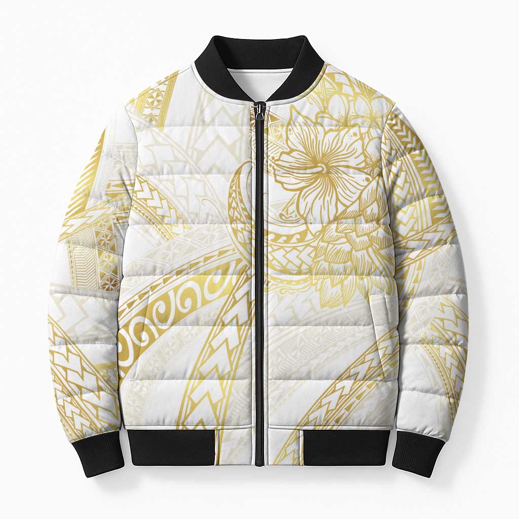 Samoa Lotu Tamaiti Gold Bomber Puffer Jacket Teuila Tatau LT7 Unisex Gold - Polynesian Pride