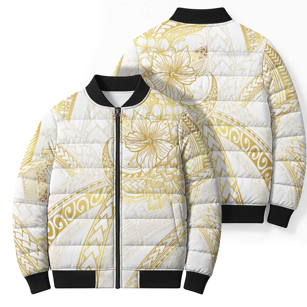 Samoa Lotu Tamaiti Gold Bomber Puffer Jacket Teuila Tatau LT7 - Polynesian Pride