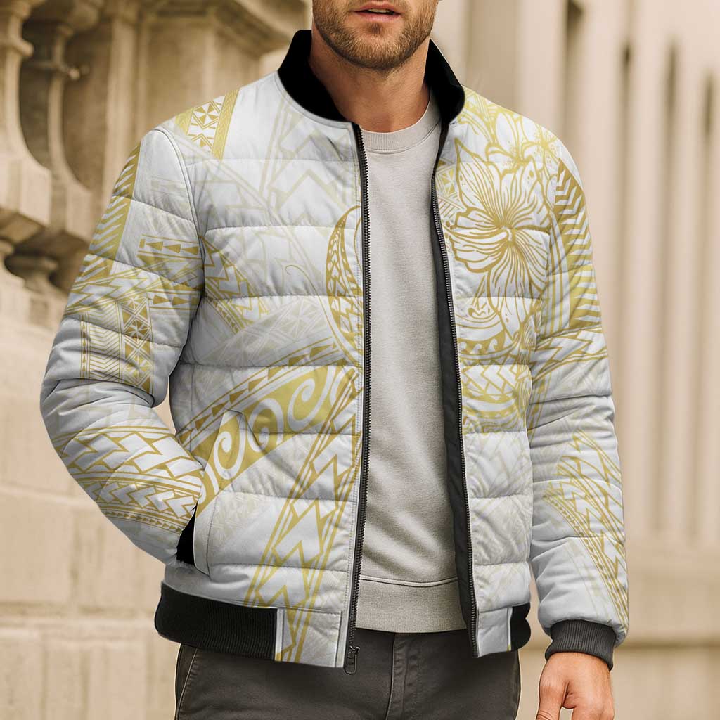 Samoa Lotu Tamaiti Gold Bomber Puffer Jacket Teuila Tatau LT7 - Polynesian Pride