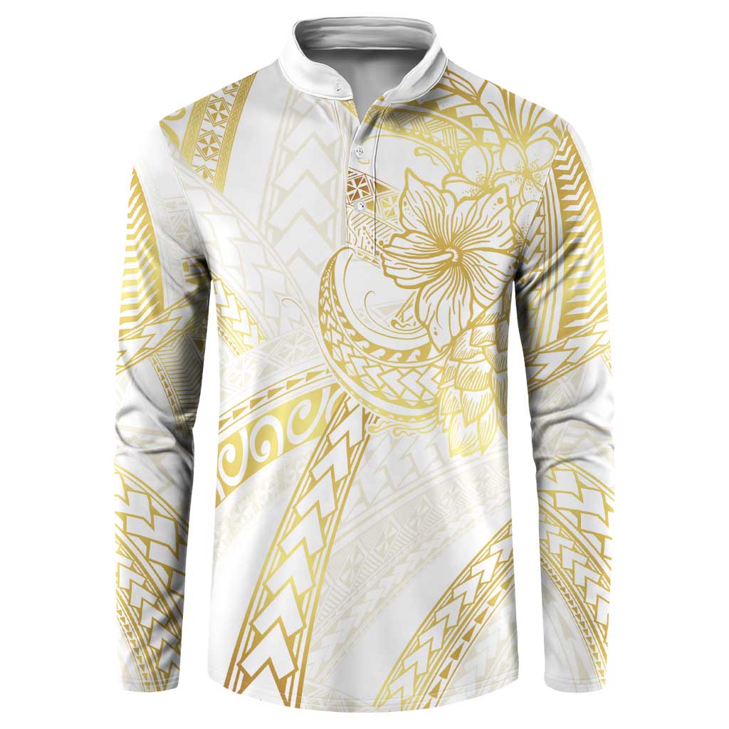 Samoa Lotu Tamaiti Gold Button Sweatshirt Teuila Tatau LT7 Gold - Polynesian Pride