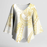 Samoa Lotu Tamaiti Gold Kimono Sleeve Blouse Teuila Tatau LT7 Female Gold - Polynesian Pride