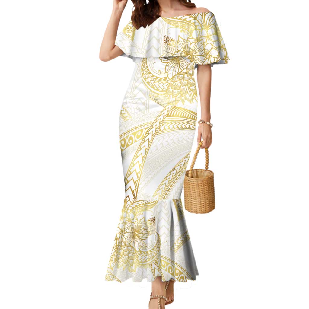Samoa Lotu Tamaiti Gold Mermaid Dress Teuila Tatau LT7 Women Gold - Polynesian Pride