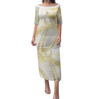Samoa Lotu Tamaiti Gold Puletasi Teuila Tatau LT7 Long Dress Gold - Polynesian Pride