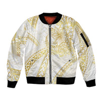 Samoa Lotu Tamaiti Gold Sleeve Zip Bomber Jacket Teuila Tatau LT7 Unisex Gold - Polynesian Pride