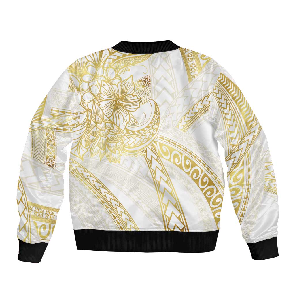 Samoa Lotu Tamaiti Gold Sleeve Zip Bomber Jacket Teuila Tatau LT7 - Polynesian Pride
