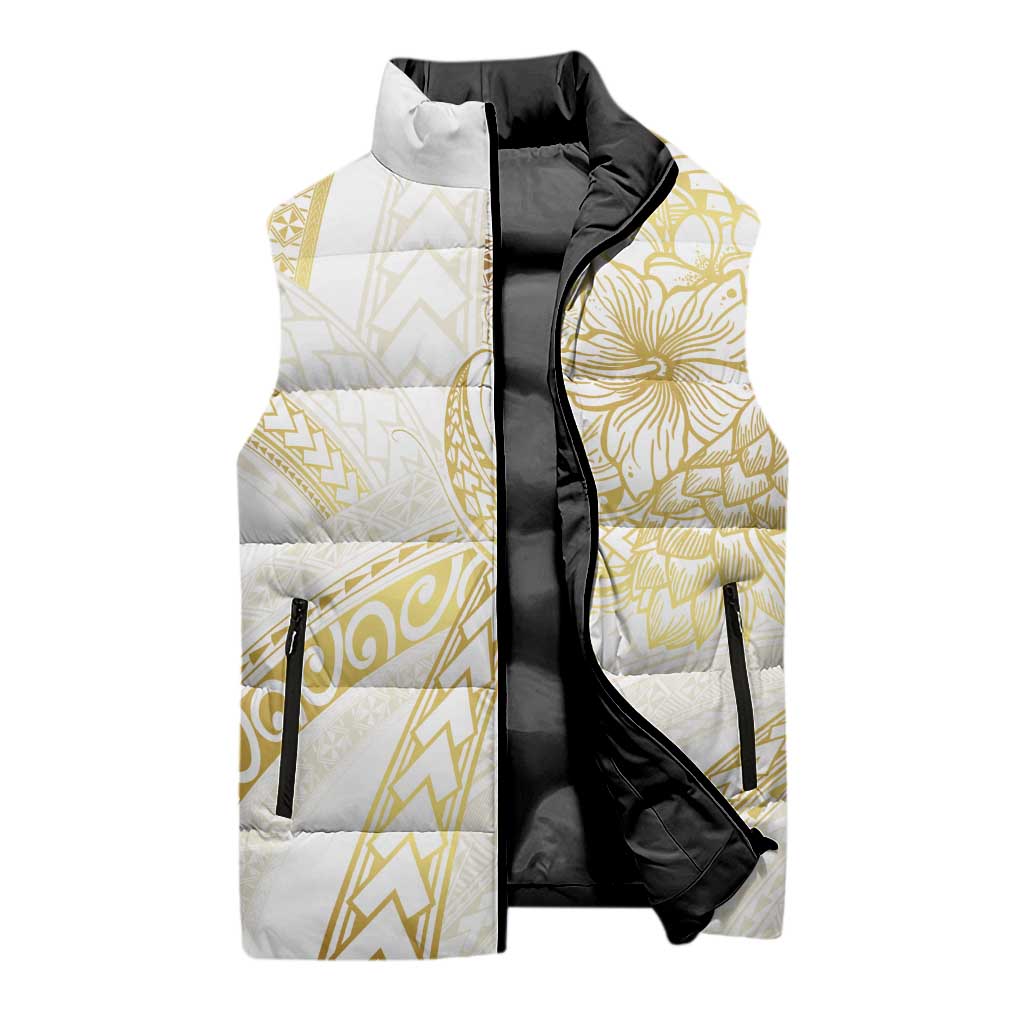 Samoa Lotu Tamaiti Gold Sleeveless Puffer Jacket Teuila Tatau LT7 - Polynesian Pride