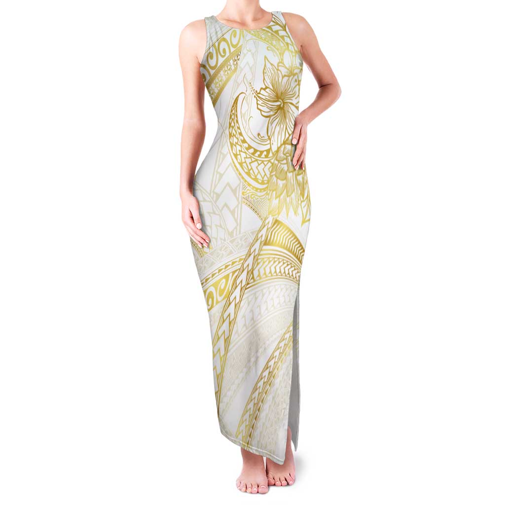 Samoa Lotu Tamaiti Gold Tank Maxi Dress Teuila Tatau LT7 Women Gold - Polynesian Pride