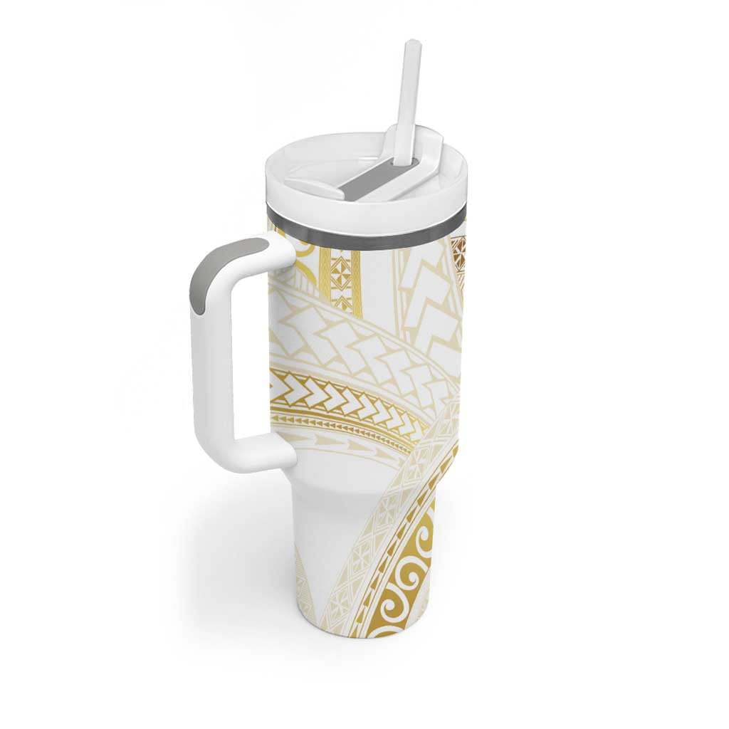 Samoa Lotu Tamaiti Gold Tumbler With Handle Teuila Tatau LT7 - Polynesian Pride