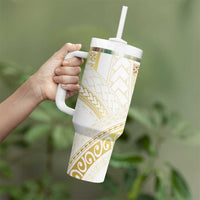 Samoa Lotu Tamaiti Gold Tumbler With Handle Teuila Tatau LT7 - Polynesian Pride