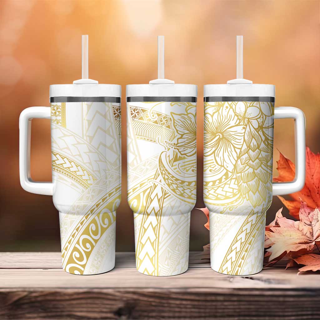 Samoa Lotu Tamaiti Gold Tumbler With Handle Teuila Tatau LT7 - Polynesian Pride
