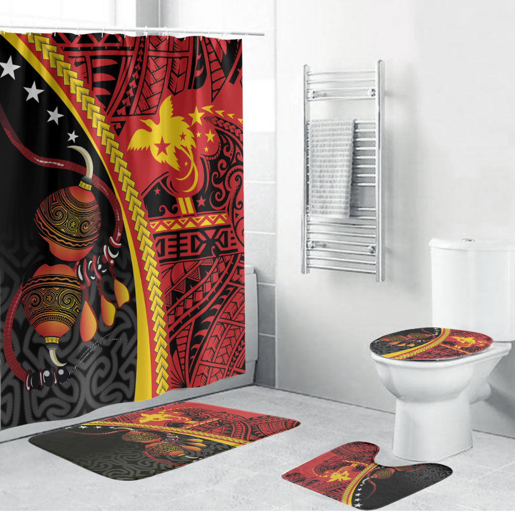 Papua New Guinea Independence Bathroom Set PNG Bagi and Lime Pot LT7 Bathroom Set (4 pcs) Black - Polynesian Pride