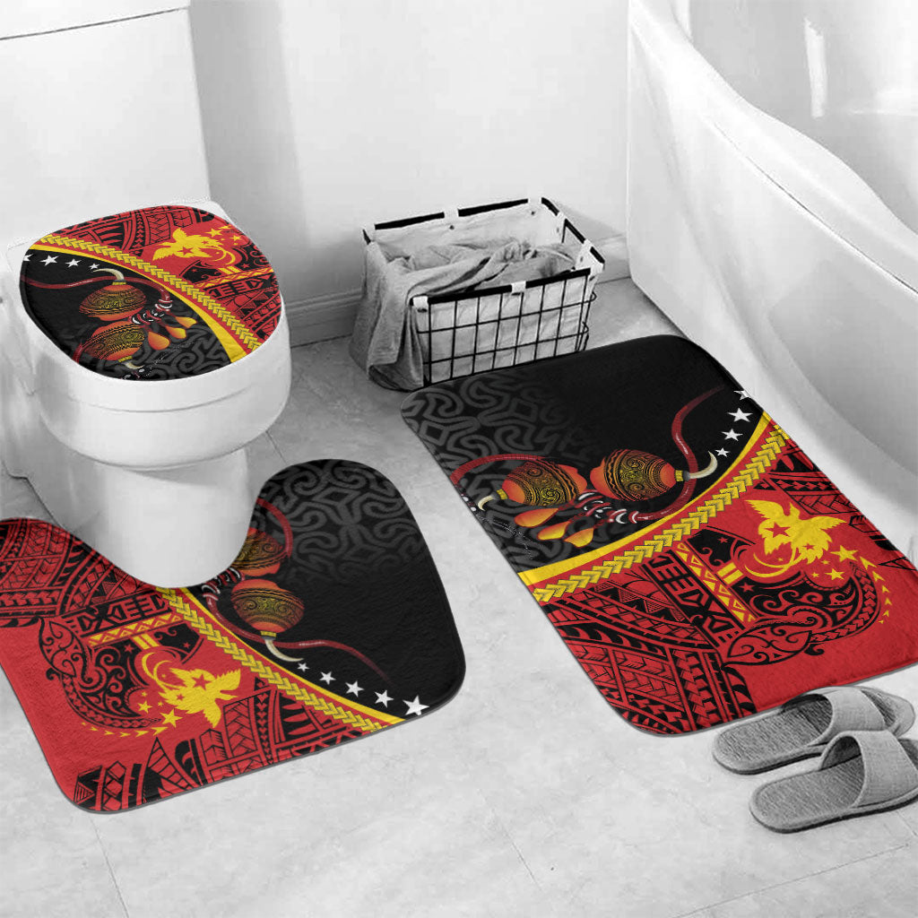 Papua New Guinea Independence Bathroom Set PNG Bagi and Lime Pot LT7 Mat Set Only (3 pcs) One Size Black - Polynesian Pride