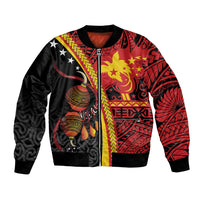 Papua New Guinea Independence Personalised Bomber Jacket PNG Bagi and Lime Pot LT7 Unisex Black - Polynesian Pride