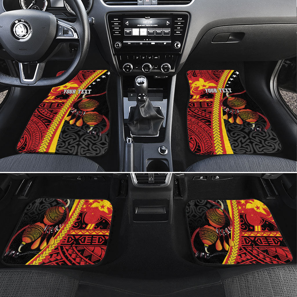 Papua New Guinea Independence Personalised Car Mats PNG Bagi and Lime Pot LT7 Set 4pcs Black - Polynesian Pride