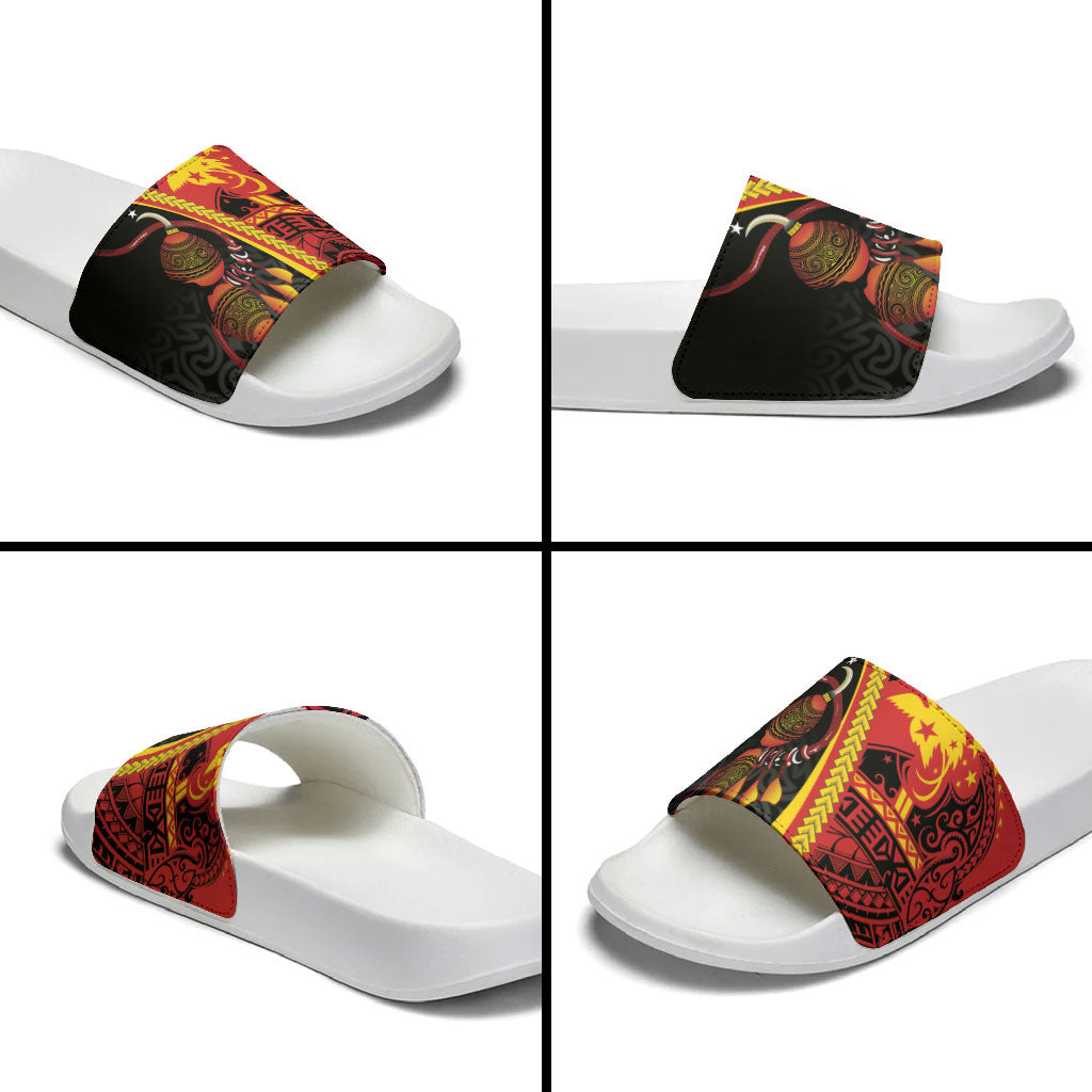Papua New Guinea Independence Slide Sandals PNG Bagi and Lime Pot LT7 - Polynesian Pride