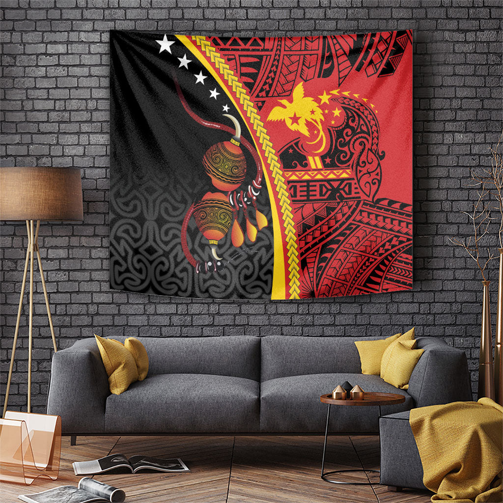 Papua New Guinea Independence Tapestry PNG Bagi and Lime Pot LT7 Black - Polynesian Pride