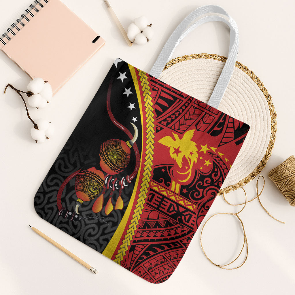 Papua New Guinea Independence Tote Bag PNG Bagi and Lime Pot LT7 White Strap One Size Black - Polynesian Pride