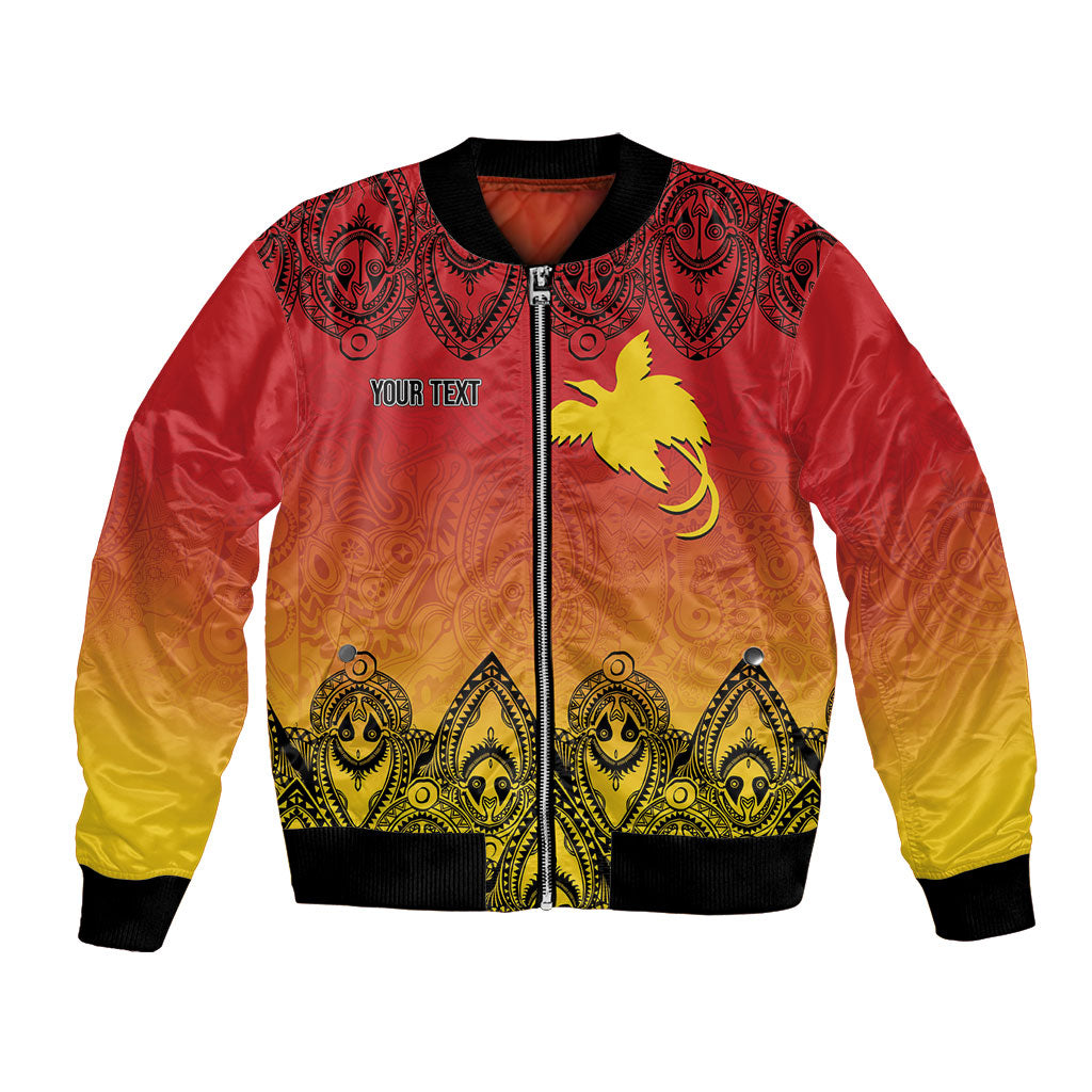 Papua New Guinea 1975 To The Future Personalised Bomber Jacket Sepik Masks LT7 Unisex Red - Polynesian Pride