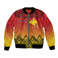 Papua New Guinea 1975 To The Future Personalised Bomber Jacket Sepik Masks LT7 Unisex Red - Polynesian Pride