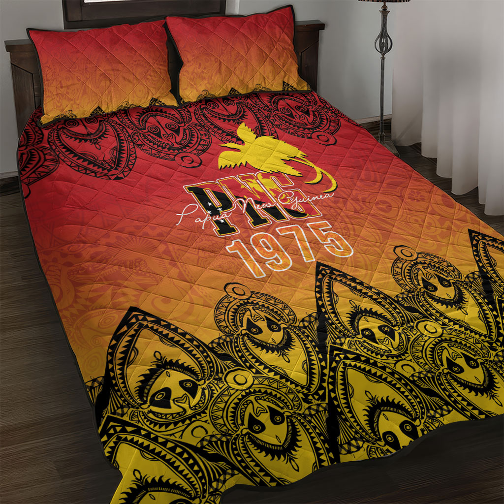 Papua New Guinea 1975 To The Future Quilt Bed Set Sepik Masks LT7 Red - Polynesian Pride