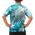 Polynesia Turtle Family Matching Off The Shoulder Long Sleeve Dress and Hawaiian Shirt Watercolor Abstract Style