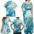 Polynesia Turtle Family Matching Off Shoulder Maxi Dress and Hawaiian Shirt Watercolor Abstract Style