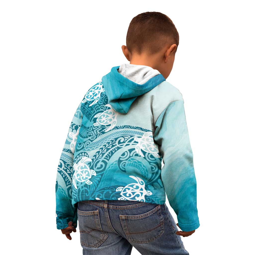Polynesia Turtle Kid Hoodie Watercolor Abstract Style LT7 - Polynesian Pride
