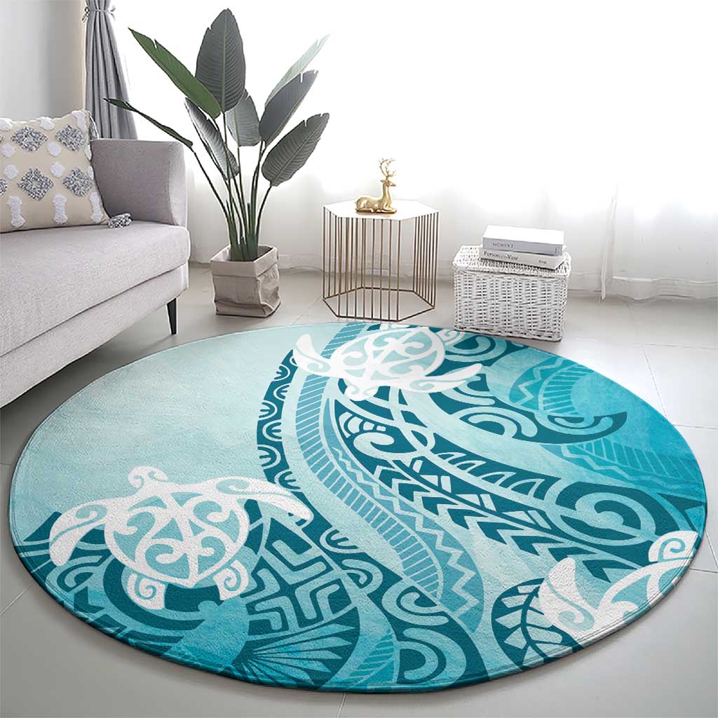 Polynesia Turtle Round Carpet Watercolor Abstract Style LT7 - Polynesian Pride