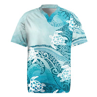Polynesia Turtle Rugby Jersey Watercolor Abstract Style LT7 Blue - Polynesian Pride