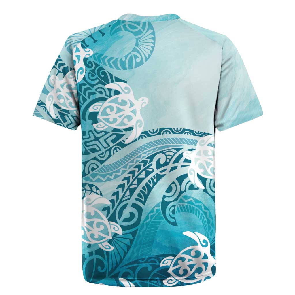 Polynesia Turtle Rugby Jersey Watercolor Abstract Style LT7 - Polynesian Pride