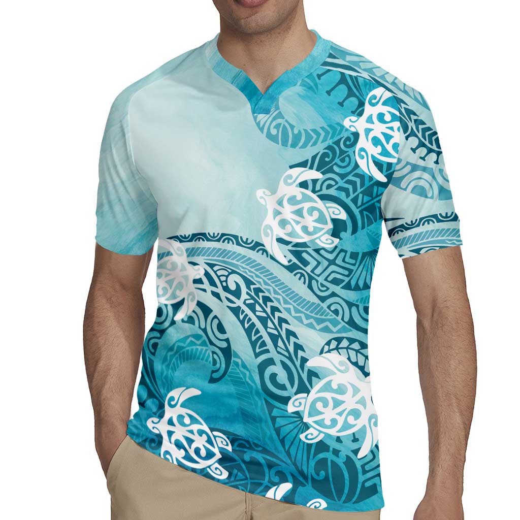 Polynesia Turtle Rugby Jersey Watercolor Abstract Style LT7 - Polynesian Pride