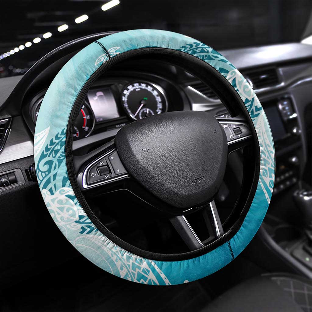 Polynesia Turtle Steering Wheel Cover Watercolor Abstract Style