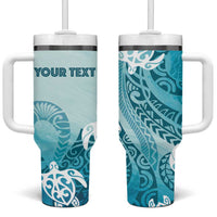 Polynesia Turtle Tumbler With Handle Watercolor Abstract Style LT7 One Size: 40 oz Blue - Polynesian Pride