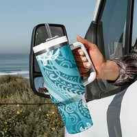 Polynesia Turtle Tumbler With Handle Watercolor Abstract Style LT7 - Polynesian Pride
