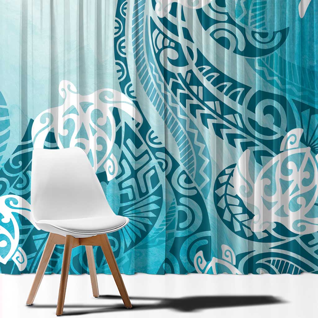 Polynesia Turtle Window Curtain Watercolor Abstract Style LT7 - Polynesian Pride