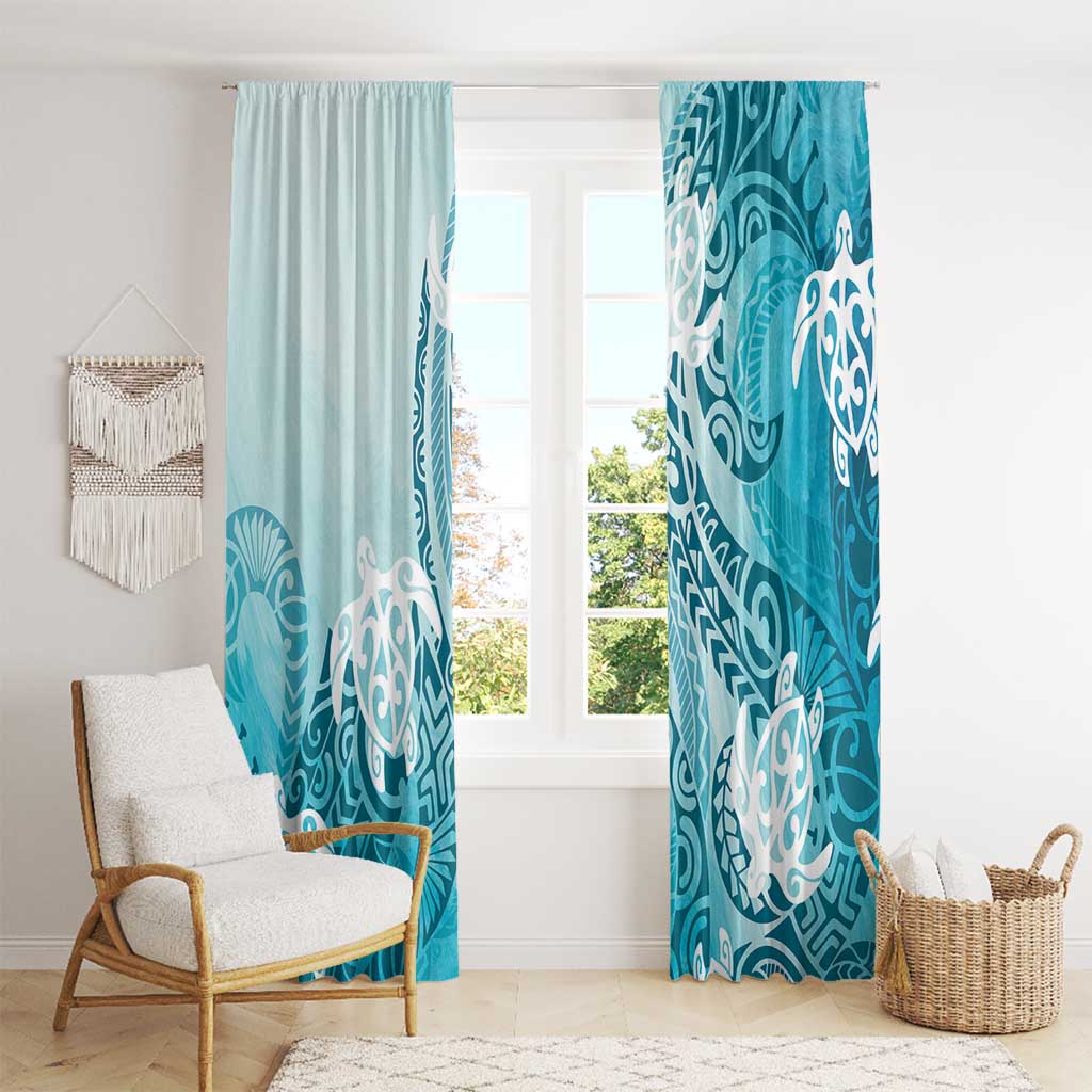 Polynesia Turtle Window Curtain Watercolor Abstract Style LT7 - Polynesian Pride