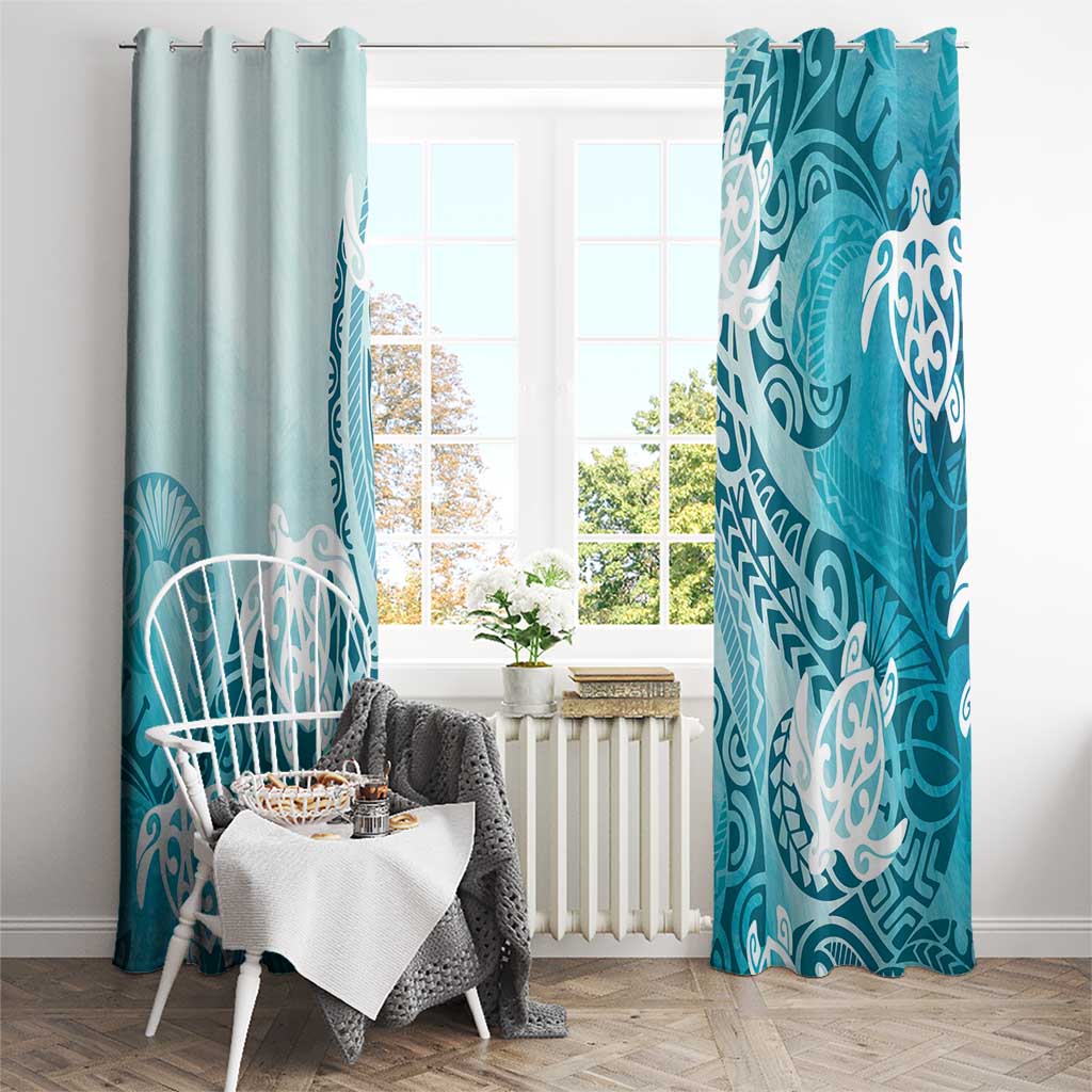 Polynesia Turtle Window Curtain Watercolor Abstract Style LT7 - Polynesian Pride