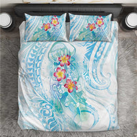 Sea Blue Polynesian Jellyfish Bedding Set Watercolor Glows LT7 Light Blue - Polynesian Pride