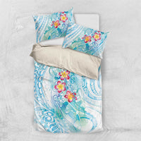 Sea Blue Polynesian Jellyfish Bedding Set Watercolor Glows LT7 US Twin 172cm x 218cm Light Blue - Polynesian Pride