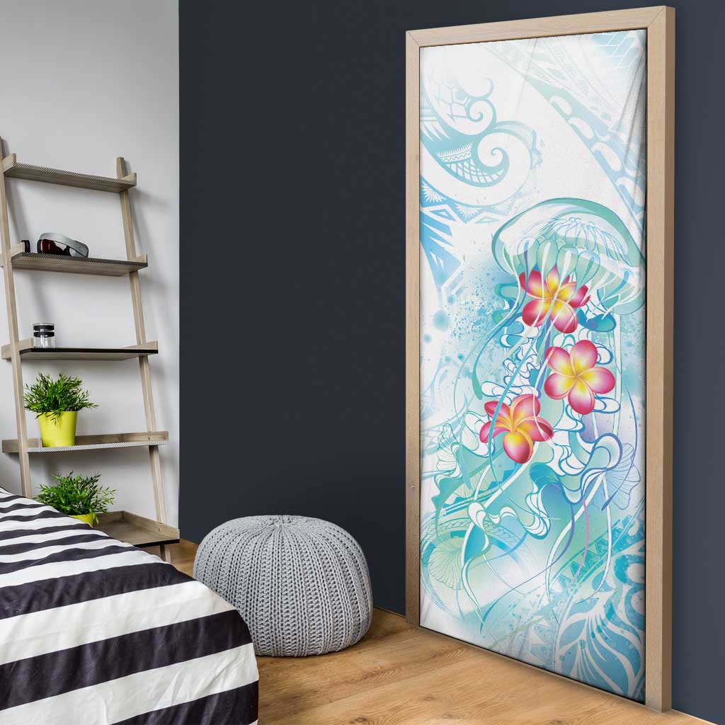 Sea Blue Polynesian Jellyfish Door Cover Watercolor Glows LT7 - Polynesian Pride
